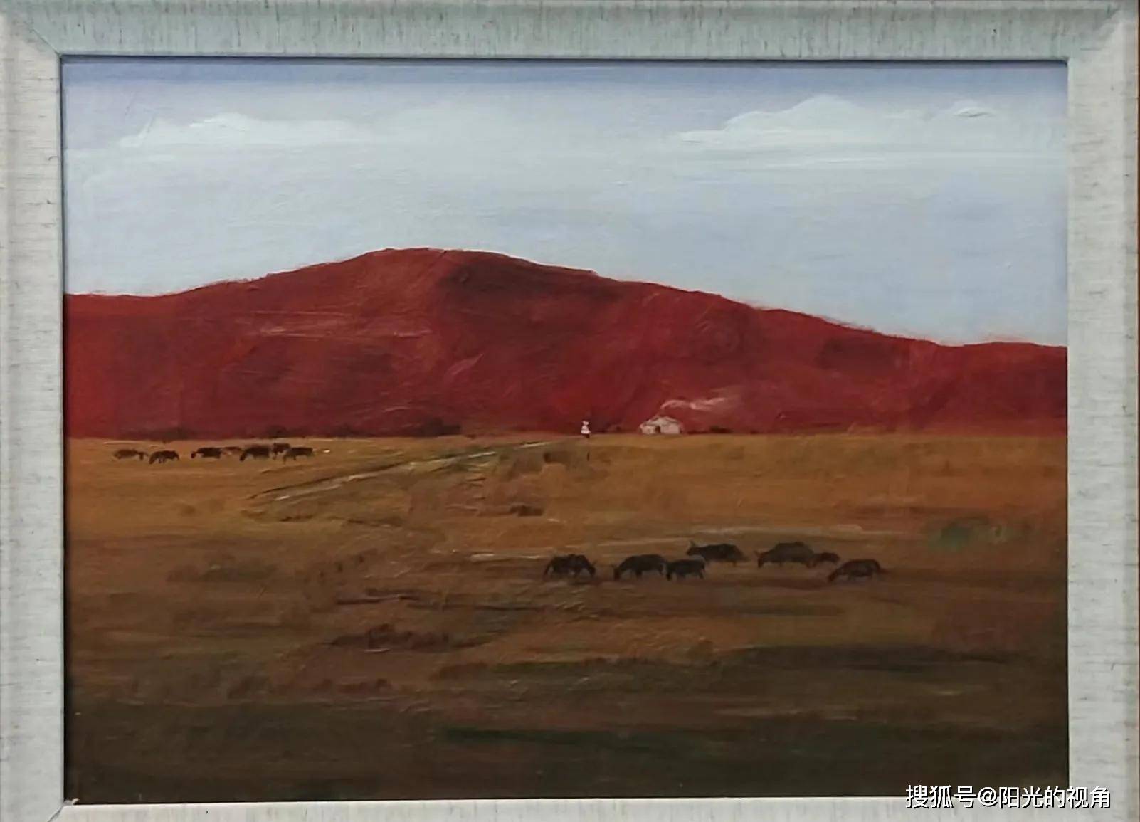 画家李金玺老师，油画草原中的忧虑与向往